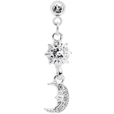 16G 1/4 Clear Gem Moon Dangle Cartilage Tragus