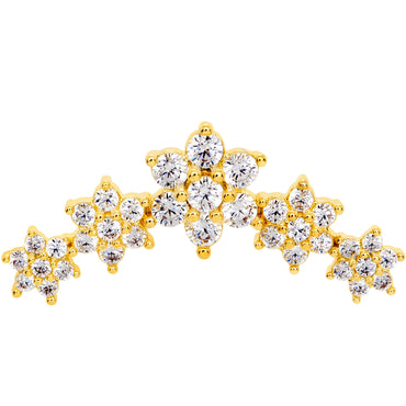16G 1/4 Clear CZ Gem Gold Tone Floral Internal Thread Labret
