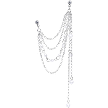 16G 1/4 Clear Gem Multiple Dangle Cartilage Chain Earring