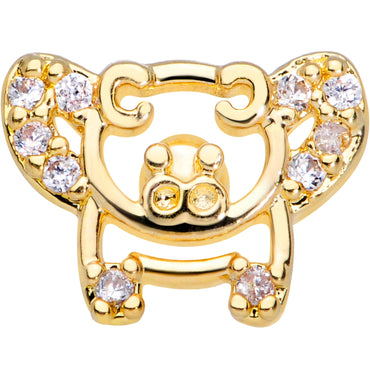 16G 1/4 Clear Gem Gold Tone Flying Pigs Cartilage Tragus Earring