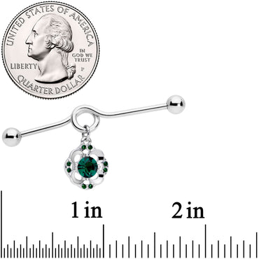 14G Green Gem Classic Clover Dangle Project Bar 38mm
