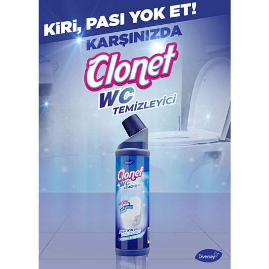 Diversey Clonet Toilet Cleaner - Effective & Powerful 25.36 fl oz Gel Toilet Bowl Cleaner with Hydrochloric Acid