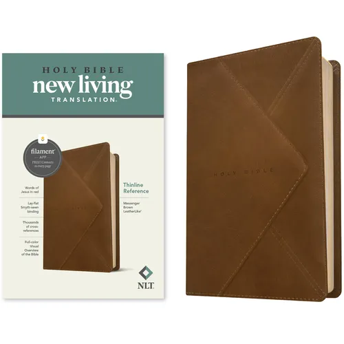 NLT Thinline Reference Bible, Filament Enabled (Leatherlike, Messenger Brown, Red Letter) - Imitation Leather