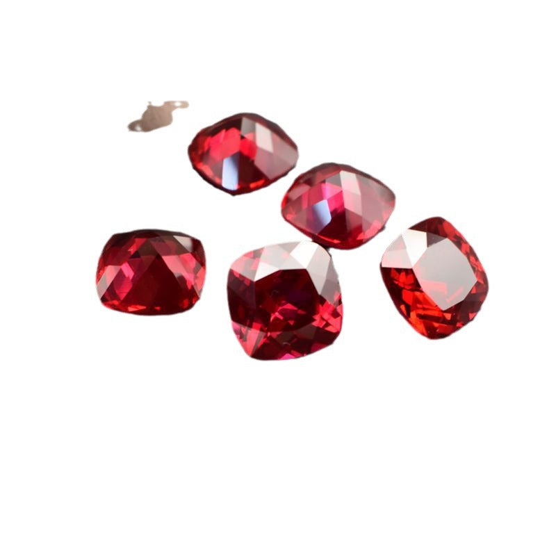 Square-cut Synthetic Ruby Gemstone