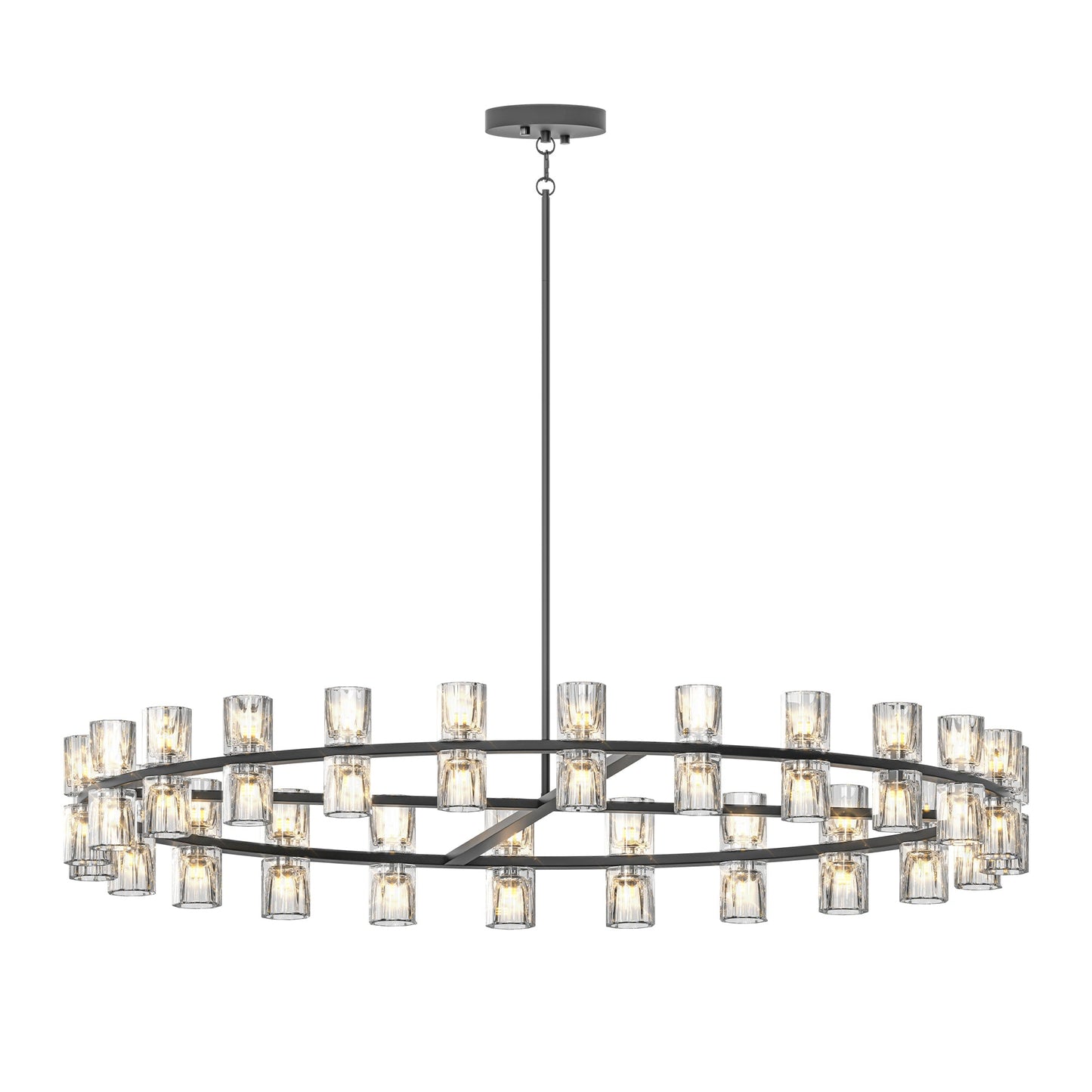 Chandelier Crystal LED 48 In Luxury Black Modern Living Dining Room