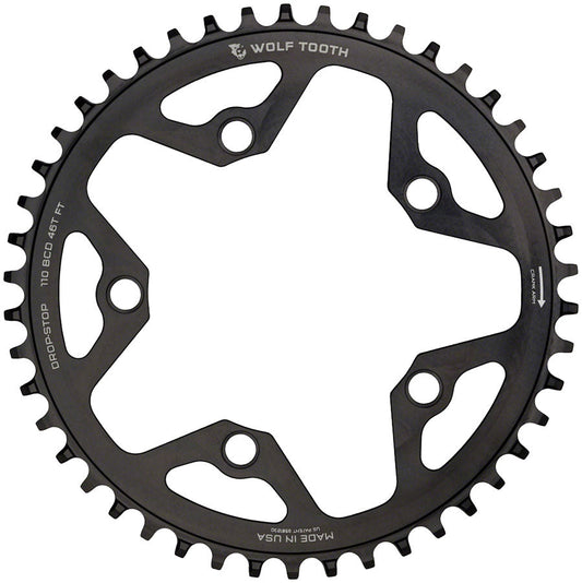 Wolf Tooth 110 BCD Cyclocross Road Chainring - 36t 110 BCD 5-Bolt Drop-Stop B BLK