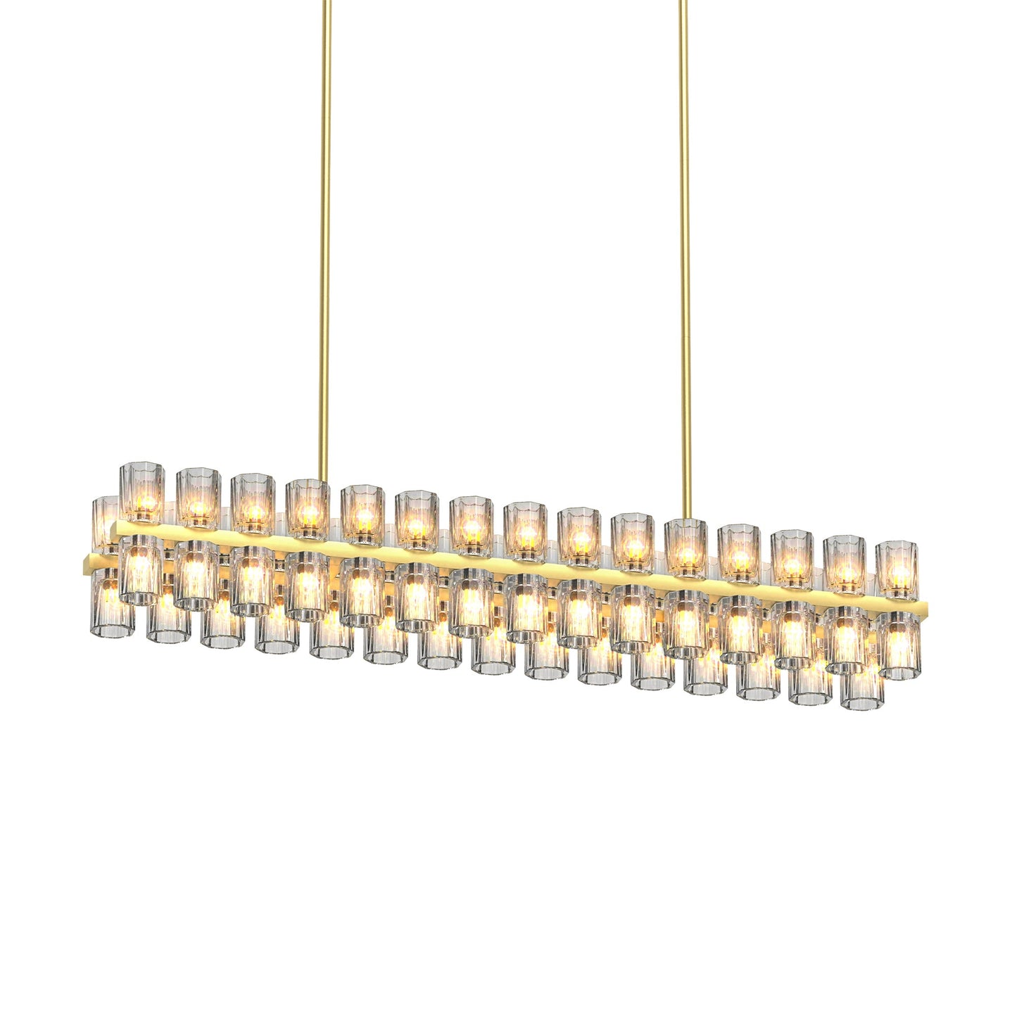 Chandelier Crystal Brass Rectangle Gold 54 In Kitchen Island 60 G4 Bulbs