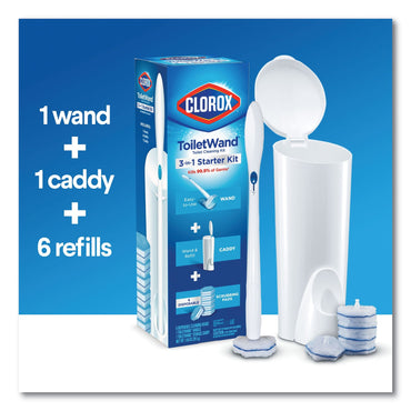 Clorox ToiletWand Disposable Toilet Cleaning System: Handle, Caddy and Refills, White