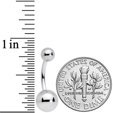 14G 3/8 Grade 23 Large Ball Titanium Belly Ring Curved Barbell