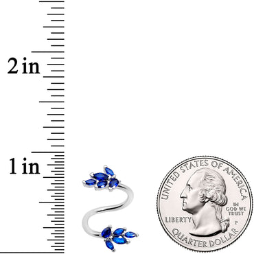 Blue Gem Leaf Cluster Spiral Twister Belly Ring