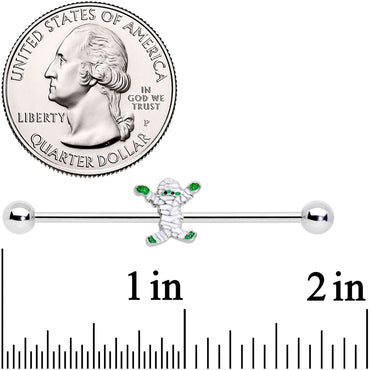 14G Green Mummy Halloween Industrial Barbell 38mm