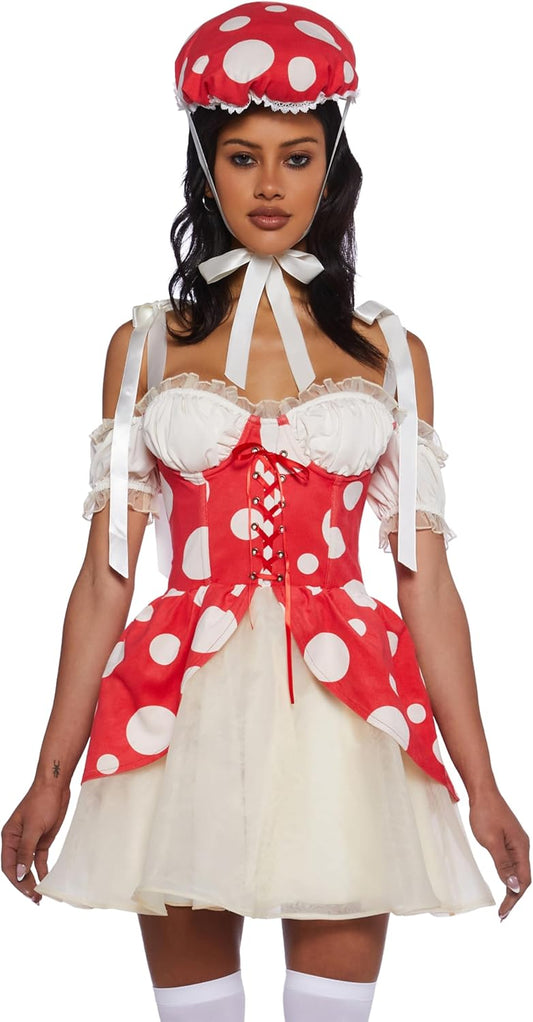Princess Toad Costume Women Mini Dress - Mushroom Kingdom Halloween Outfit