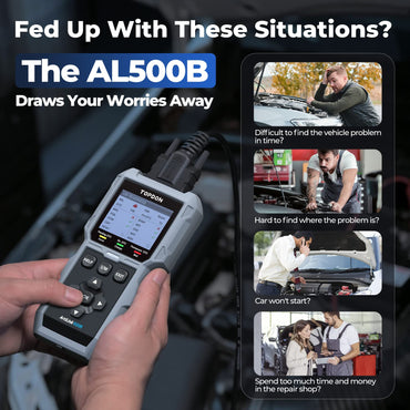TOPDON AL500B OBD2 Scanner Battery Tester 2 in 1 Code Reader, Full OBDII Diagnosis, 12V Battery Tests & 12V/24V Cranking Tests, Charging Tests, Scan Tool, Car Diagnostic Tool for All OBDII Cars