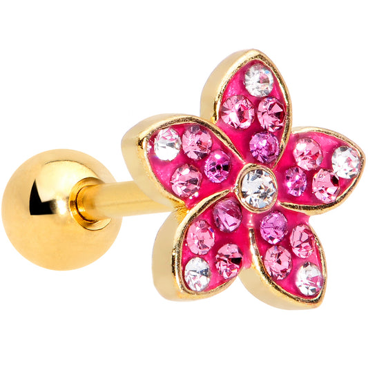 16G 1/4 Purple Gem Gold Tone Fabulous Flower Cartilage Tragus