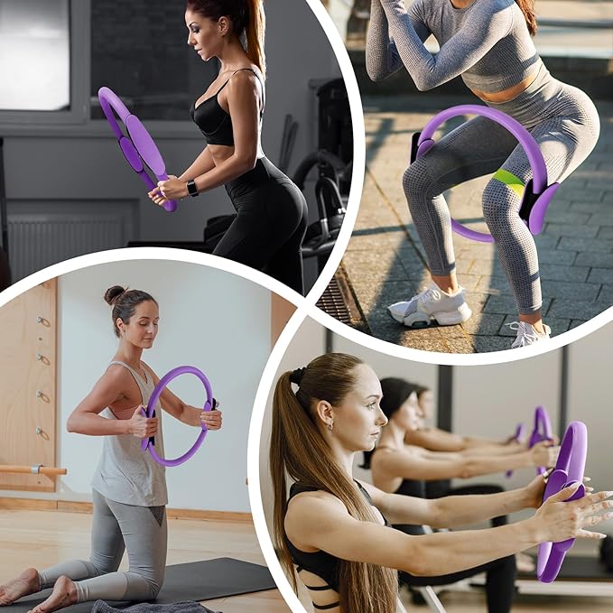 Pilates Ring Fitness Circle 14" Yoga Rings Magic Circle with Dual Padded Handles for Toning Arms, Thighs/Legs & Core,Home Exercise Equipment 