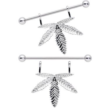14G 11/16 Hanging Pot Leaf Dangle Nipple Shield Set