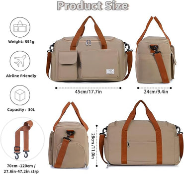 FIORETTO Women's Gym Duffle Bag with Shoes Compartment, 37L Capacity, Ideal for Travel, Gym, Sports, Duffel, Weekender