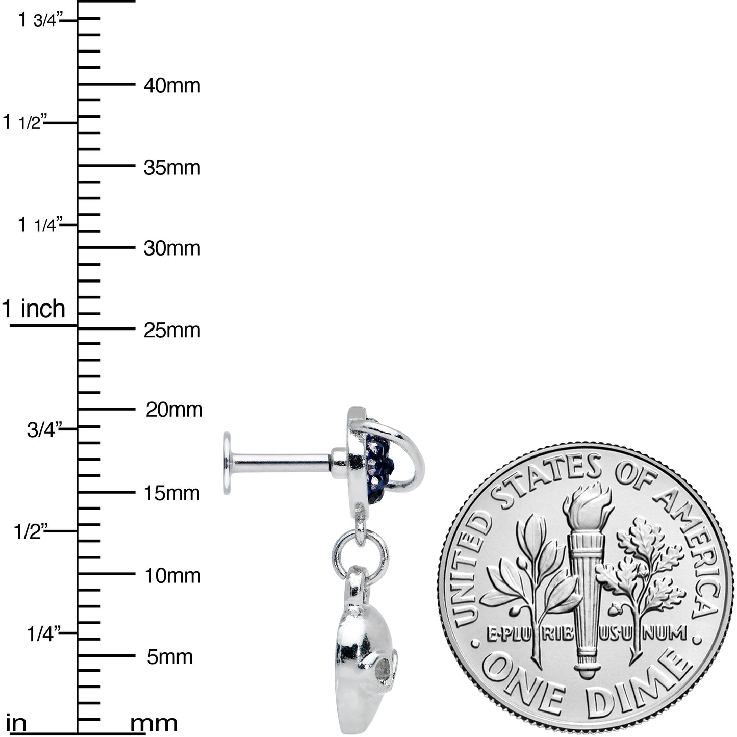 16G 1/4 Alien Blue Planet Dangle Labret Monroe Tragus