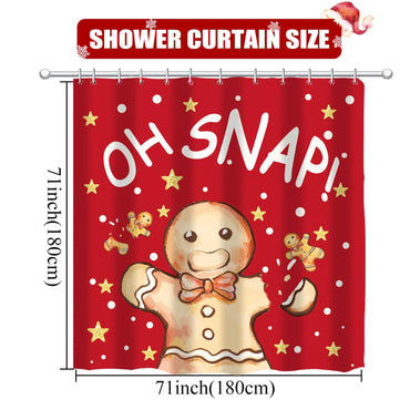 QIONG MENG Gingerbread Christmas Shower Curtain Fabric 71x71 Inch with Hooks