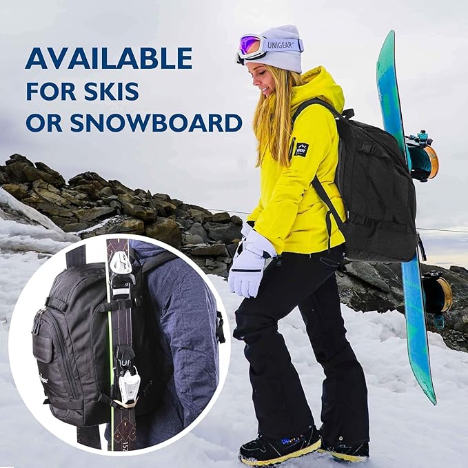 Unigear Ski Boot Bag, 70L Ski Boot Travel Backpack for Ski Helmet, Goggles, Gloves, Skis, Snowboard & Accessories(Black)