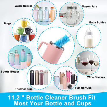 XANGNIER 3 Pack Stainless Steel Bottle Cleaner Brush Kit for Baby Bottles