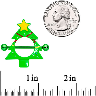 14G 5/8 Green Christmas Tree Nipple Shield Set