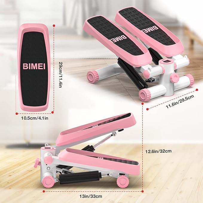 Steppers for Exercise, Mini Stepper Machine with Resistance Bands & Calories Count, Stair Steppers for Exercise 330 lbs Weight Capacity, Portable Stair Stepper Exercise Equipment for Home Workout