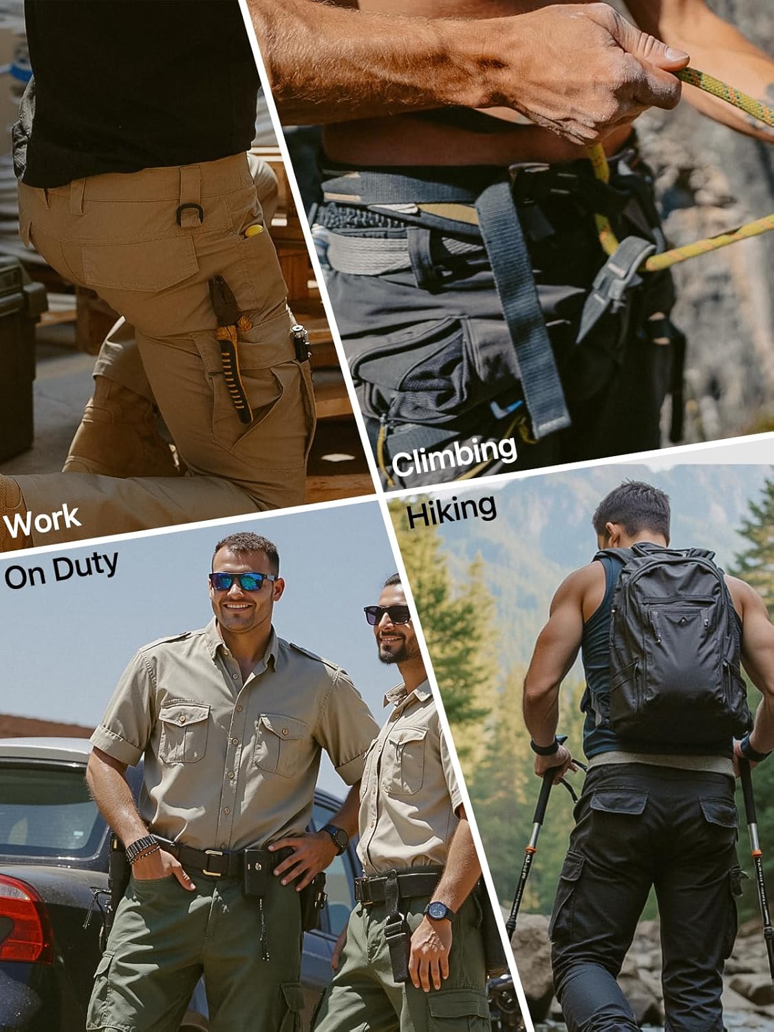 FREE SOLDIER Men's Water Resistant Pants Relaxed Fit Tactical Cargo Work Pants with Multi Pocket (Black 34W/34L)