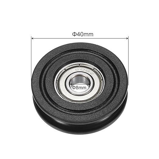 uxcell 4pcs U608ZZ Nylon Pulley U-Groove Ball Bearing 8x40x10mm U Groove Roller Wheel (GCr15) Chrome Steel Bearings, ABEC3