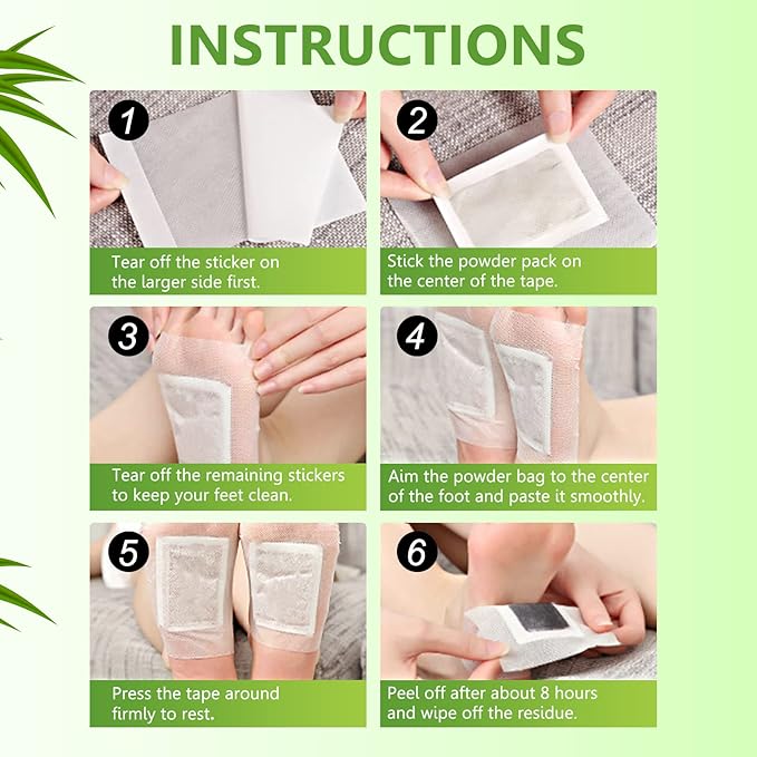 20PCS Foot Pads, Natural Bamboo Vinegar Ginger Powder Foot Pad for Foot Care, Deep Cleansing Foot Pads