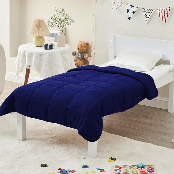 yescool Weighted Blanket (10 lbs, 41" x 60", Blue) Cooling Heavy Blanket for Sleeping Perfect for 90-110 lbs, Breathable Blanket with Premium Glass Bead, Machine Washable