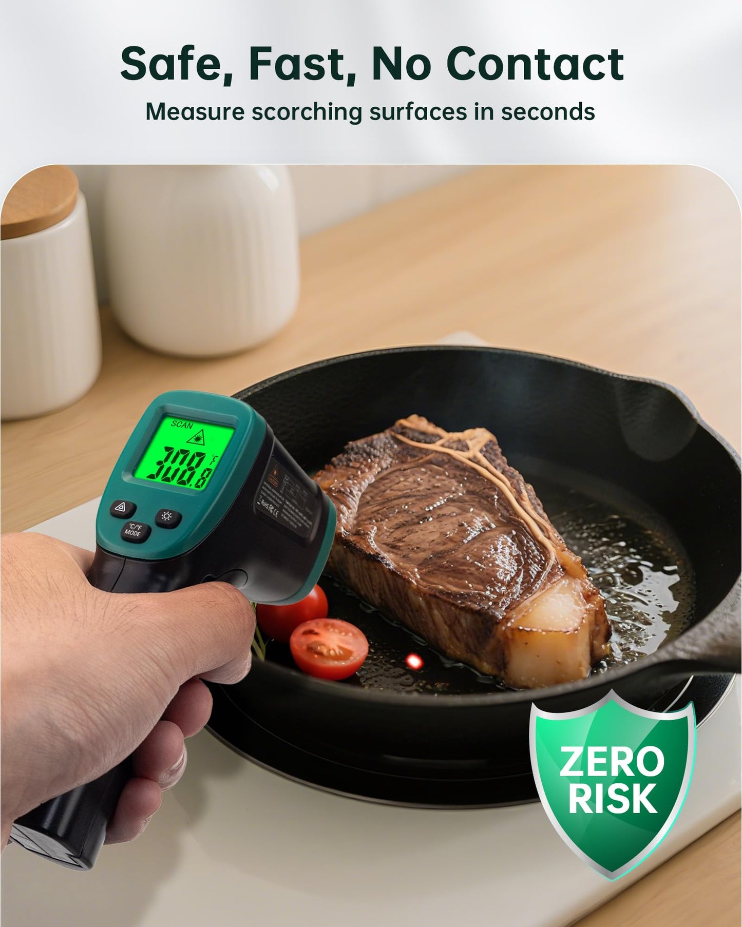 ERICKHILL ROOKMAX Infrared Thermometer Gun, Non-Contact Laser, Adjustable Emissivity, Color LCD, -58°F to 1472°F (-50°C to 800°C), for HVAC, Cooking & BBQ, Automotive, Freezer - Dark Green