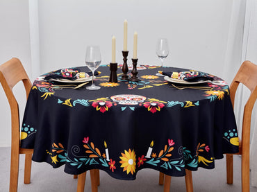 YiHomer Day of The Dead Table Runner Floral Skeleton Mask 14x72