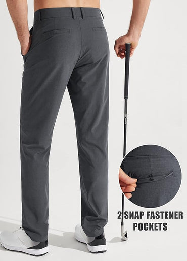 Libin Mens Golf Pants Stretch Work Dress Pants 30"/32"/34" Quick Dry Lightweight Casual Comfy Trousers with Pockets