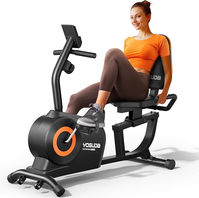 YOSUDA Recumbent Exercise Bike for Home,Magnetic Staionary Bike for Seniors/Adults with Adjustable Seat, 350LB Capacity, 16-level Resistance, LCD Monitor & Pulse Sensors