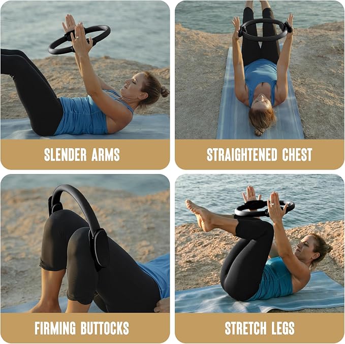 Pilates Ring Fitness Circle 14" Yoga Rings Magic Circle with Dual Padded Handles for Toning Arms, Thighs/Legs & Core,Home Exercise Equipment 
