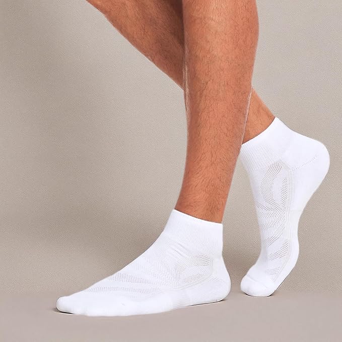Lapulas 6 Pack Men's Ankle Socks with Cushion, Cotton Quarter Socks for Sport Training Running