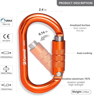 Heavy Duty Carabiner, 25kn(About 5620 lbs) Oval Carabiner Clip O-Shape Rock Climbing Carabiner Lightweight Caribeener for Climbing, Mountaineer, Aerial Work
