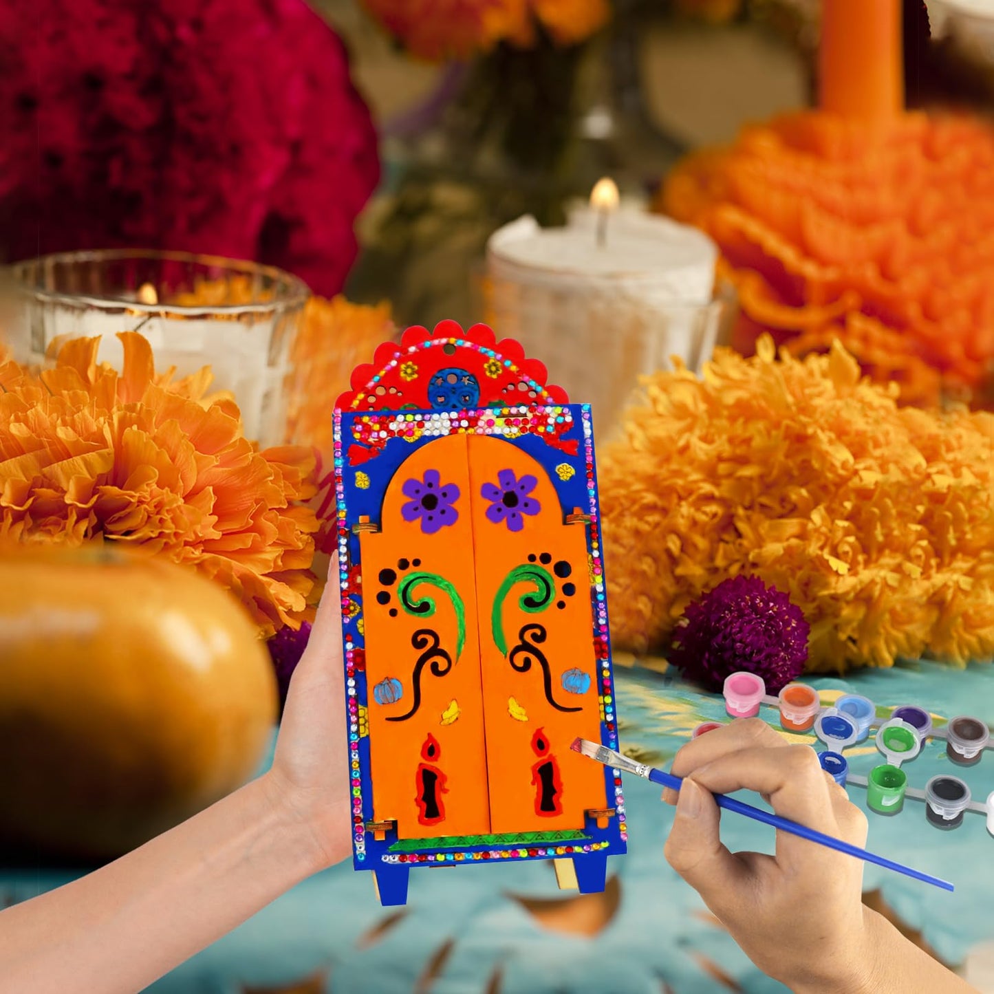 Dia De Los Muertos Wooden Altar Shadow Box Mexican Ofrenda Decoration