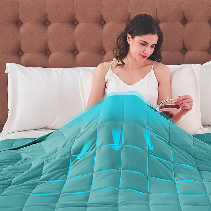 yescool King Size Weighted Blanket for Adults (30 lbs, 80” x 87”, Teal) Cooling Heavy Blanket for Sleeping Perfect for 290-310 lbs, Breathable Blanket for Adults & Couple All Season, Machine Washable