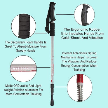 Aihoye Hiking Trekking Poles, 2 Pack Collapsible, Lightweight, Anti Shock, Walking Sticks, Adjustable Hiking Pole for Men and Women