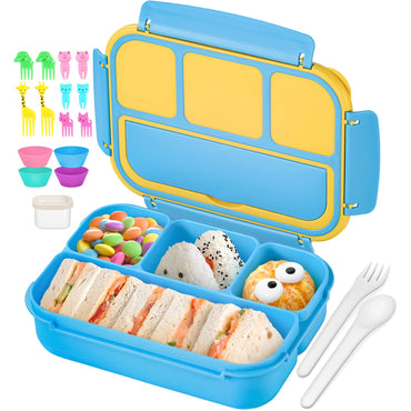 Bento Lunch Box for Kids - 4 Compartment Leak-Proof School Lunch Container with Utensils Purple