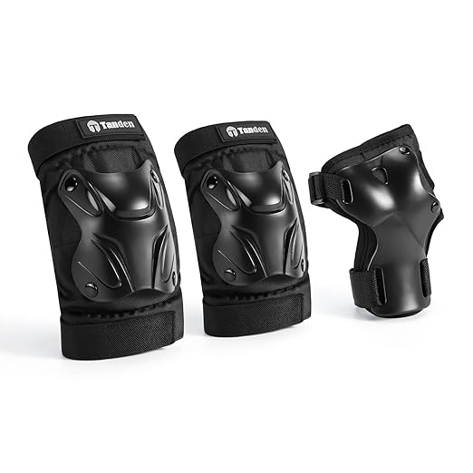 Skating Protective Gear Adult Youth Knee Pads and Elbow Pads Set, Skateboard Wrist Guards for Roller Skating Skateboarding Cycling Black