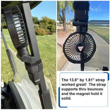 YUGYUM Golf Cart Fan Strap Reusable Adjustable Nylon Cinch Tie Black