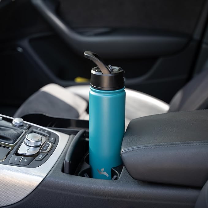 32 oz Insulated Water Bottle Stainless Steel Sport Bottles with 3 Lids,Light Blue