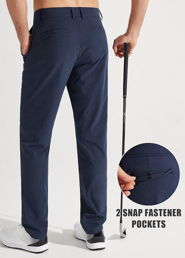 Libin Mens Golf Pants Stretch Work Dress Pants 30"/32"/34" Quick Dry Lightweight Casual Comfy Trousers with Pockets