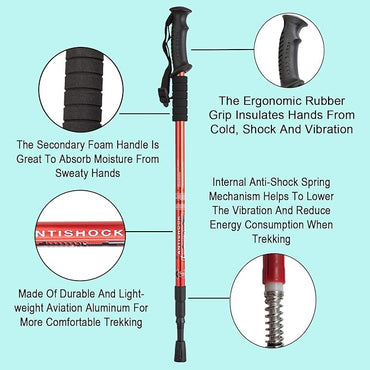 Aihoye Hiking Trekking Poles, 2 Pack Collapsible, Lightweight, Anti Shock, Walking Sticks, Adjustable Hiking Pole for Men and Women