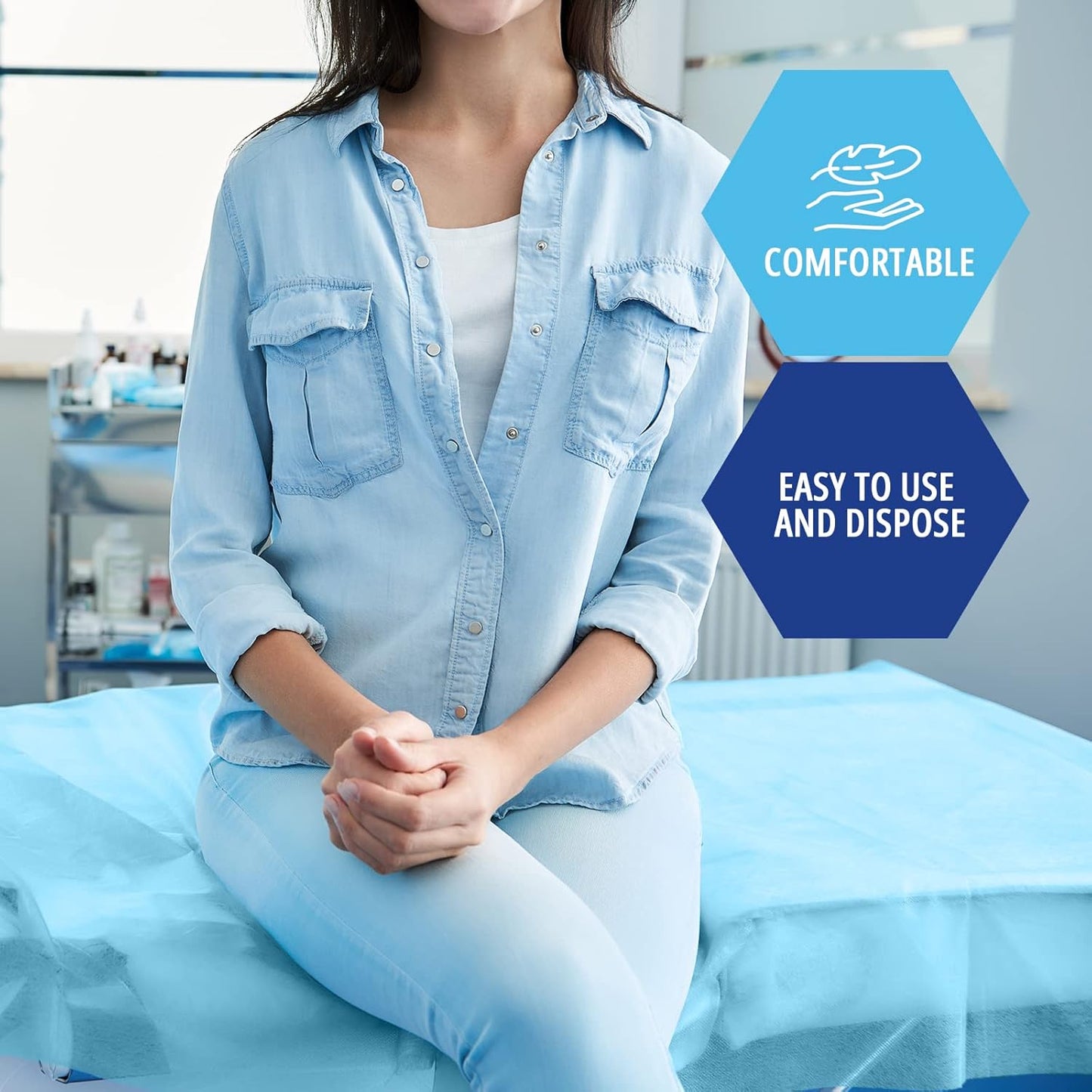 MedPride 2-Ply Hospital Drape Disposable Sheets Leakproof Paper Sheet Table Cover, Blue, 25-Pack, Case of 4 (100 Count)