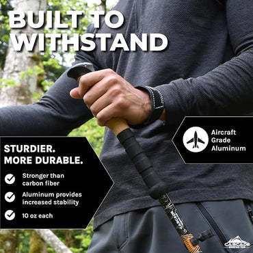 Cascade Mountain Tech Lightweight Aircraft-Grade Aluminum Trekking Poles with Extended Down Grip Plus Tip Kit