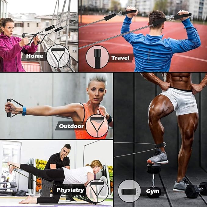 VEICK Resistance Bands, Exercise Bands for Working Out with Handles, Elastic Workout Bands for Men Women, Exercising Bands for Strength Training Equipment at Home Gym